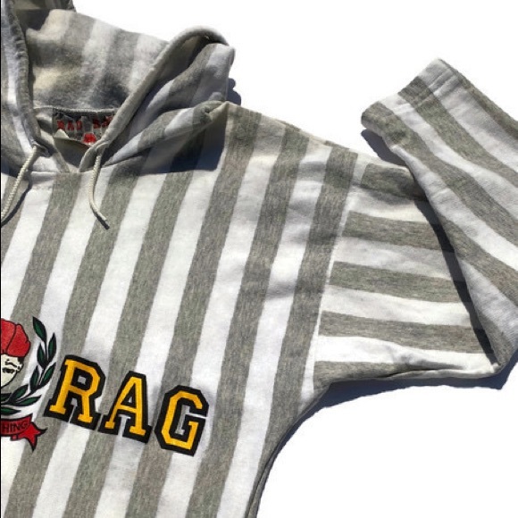 Vintage “Rad Rags” Stripped Hoodie - Picture 2 of 4